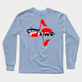 Piano Red Notes Long Sleeve T-Shirt